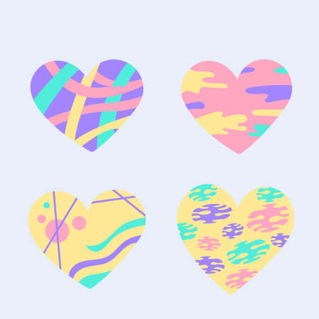 abstract heart sticker collection. Set with beautiful hearts. Trendy vector illustration in flat style.のイラスト素材