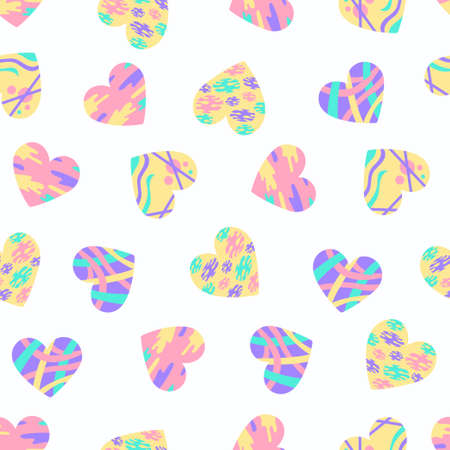 Love story abstract heart pattern. Nice pattern in delicate colors. Set of abstract hearts.のイラスト素材