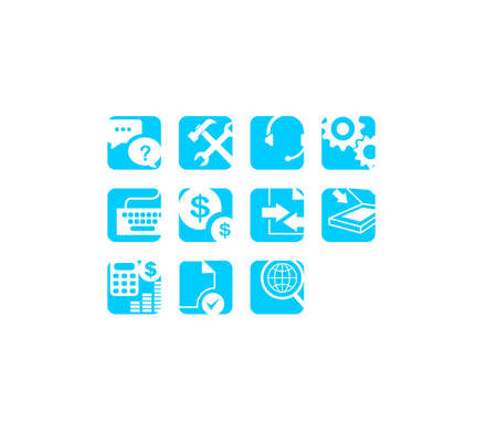 It contains icon for each services rendered by a BPO company のイラスト素材