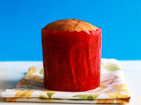 Homemade wheat bread on napkin on the white background. Bake pies at home
