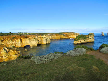Australia Great Ocean Road cliffs and wavesの写真素材