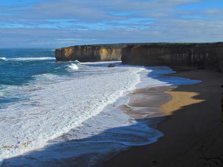 Australia Great Ocean Road cliffs and wavesの写真素材