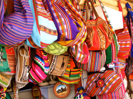 Peru typical local market women bagsの写真素材