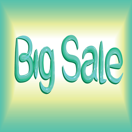 The inscription on the Big Sale button. Card green spring with inscription Big sale in vector on gradient backgroundのイラスト素材