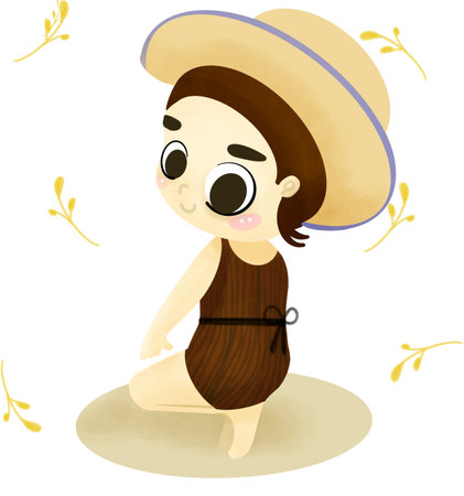 A Girl sitのイラスト素材