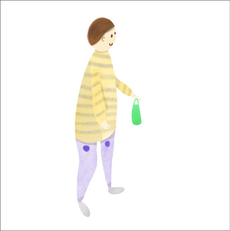 one man with yellow shirtのイラスト素材