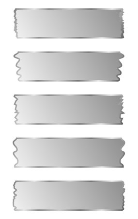 Set of ribbons with silver metal frame. Washi tapes collection. Pieces of decorative tape for scrapbooks. Vector graphic elements for design. Buttons, stickers, bannersのイラスト素材