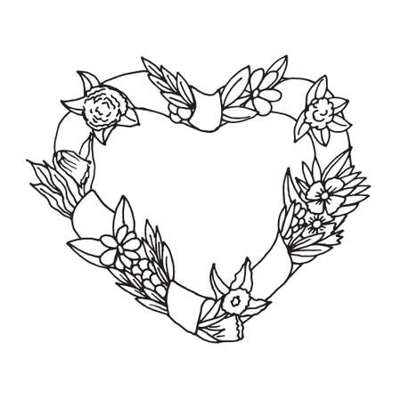 14 february - happy valentine day card. Hand drawn sketch illustrations. Perfect for coloring books and wedding invitations.のイラスト素材
