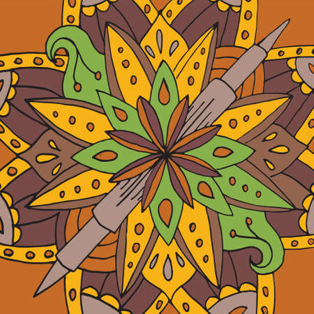 Flower mandala tile colorful background for cards, prints, textile and coloring books.のイラスト素材