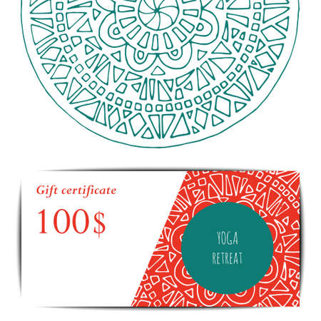 Cards template for yoga studio.  Vector editable pattern  visit card or gift card.のイラスト素材