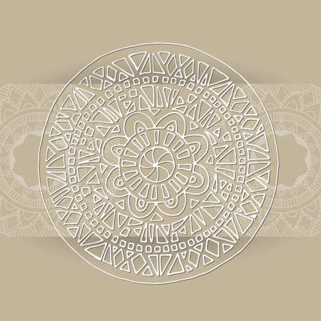 Creative mandala on light background with shadow for coloring book and adults.のイラスト素材