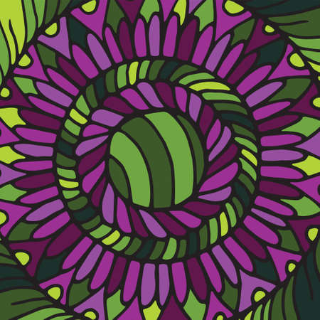 Tile with mandala pattern for coloring book and adults. Made by trace from personal hand drawn sketch.のイラスト素材