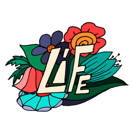 the lettering on the background flowersのイラスト素材