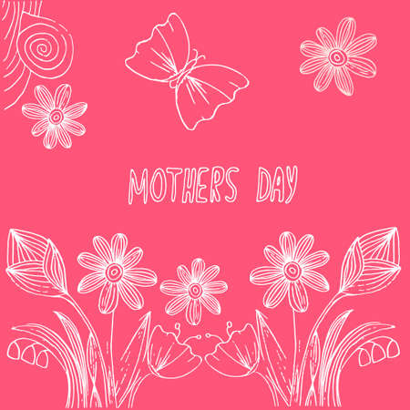 Postcard in doodle technic for mothers dayのイラスト素材