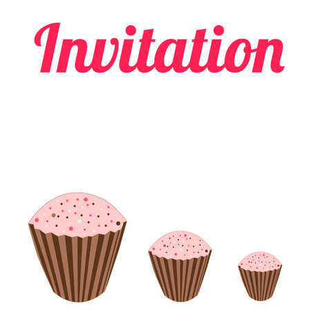 Invitation with rose cupcakes in vectorのイラスト素材