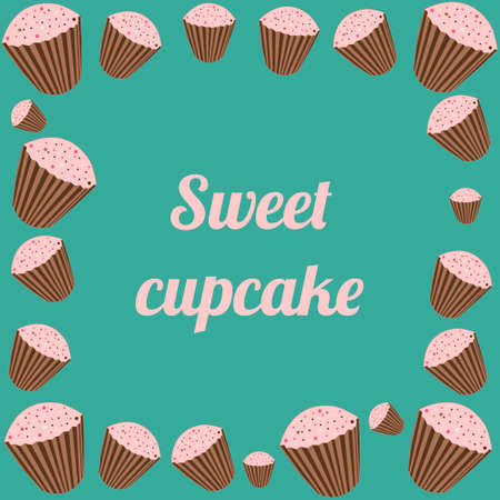Frame with colorful cupcakes in vectorのイラスト素材