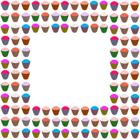 Frame with colorful cupcakes in vectorのイラスト素材