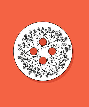 Vector button with flower mandalaのイラスト素材