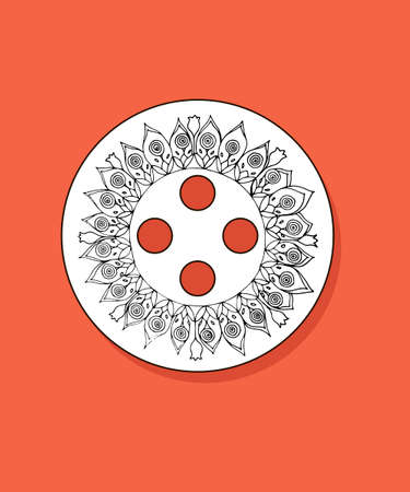 Vector button with flower mandalaのイラスト素材