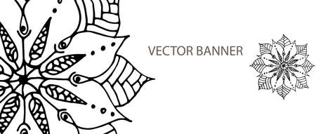 Banner with flower mandala in vectorのイラスト素材