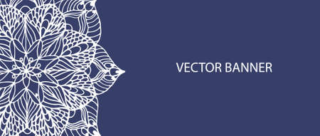 Mandala flower on vector bannerのイラスト素材