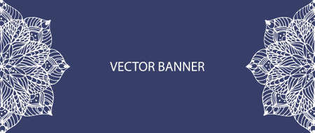 Mandala flower on vector bannerのイラスト素材