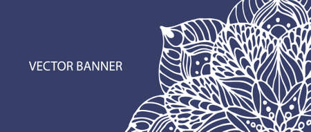 Mandala flower on vector bannerのイラスト素材