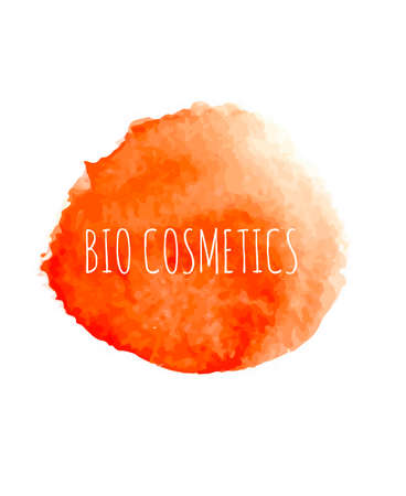 Hand paint doodle cosmetics on red watercolor circle. Made in vectorのイラスト素材