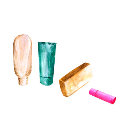 Hand paint watercolor cosmetics in vectorのイラスト素材