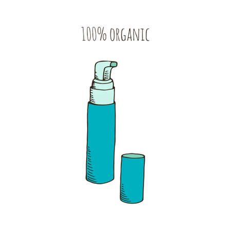 Hand paint doodle cosmetics. Made in vectorのイラスト素材
