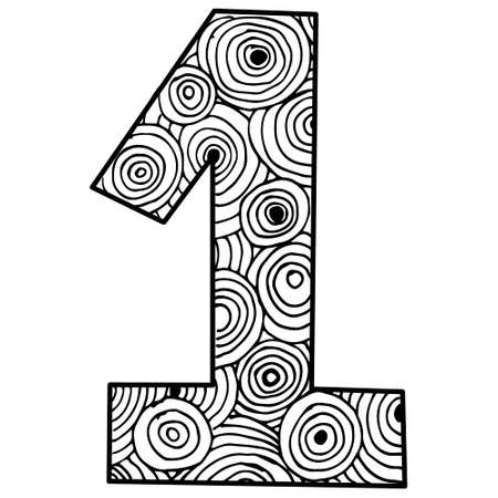 number one hand doodleのイラスト素材