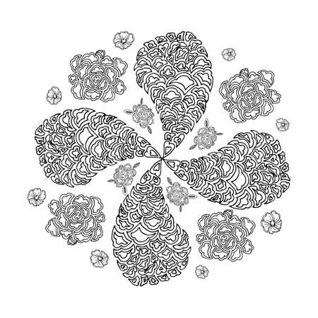 Vector flower mandala from zentangle elementsのイラスト素材