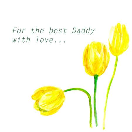 Watercolor card on fathers dayのイラスト素材