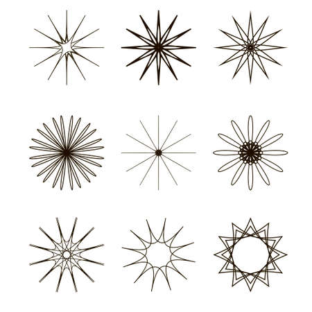 This is set of 9 spirograph or round ornament or geometric circle isolatedのイラスト素材