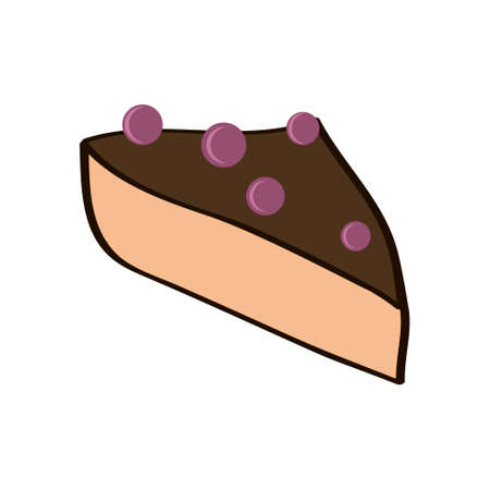 Doodle hand paint blueberry pie in vector