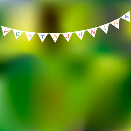 Blurred background with flags for the June party of Brazilのイラスト素材