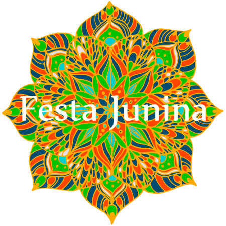 Pattern with colored mandala for the June party of Brazilのイラスト素材