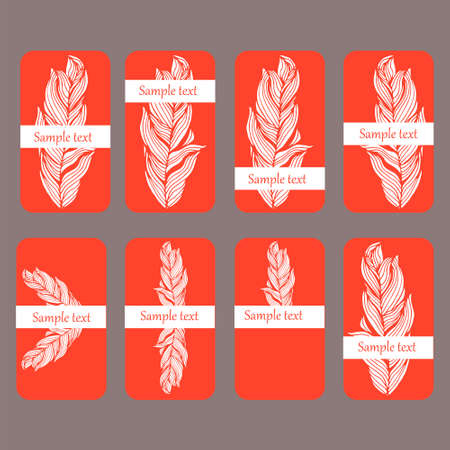 Set of cards with flowers shadowsのイラスト素材