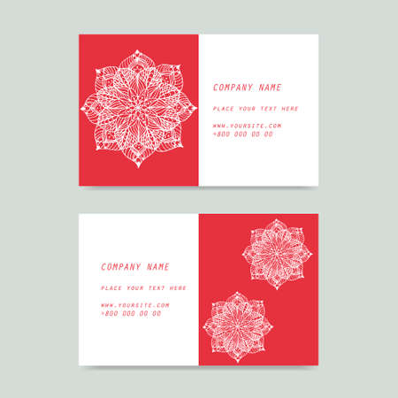 Hand drawn flower mandala in visit cardsのイラスト素材