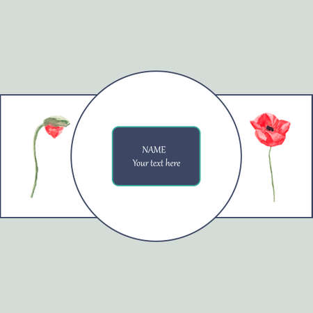 Watercolor floral decoration. Watercolor vector label with poppiesのイラスト素材