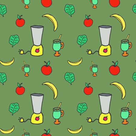 Green smoothie recipe  with ingredients. Used for kitchen, cafe or restaurantのイラスト素材