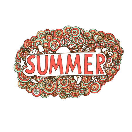 Hand drawn summer doodle for background, cards, and otherのイラスト素材