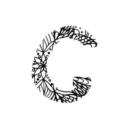 Hand drawn vector ABC letter. Flower designのイラスト素材