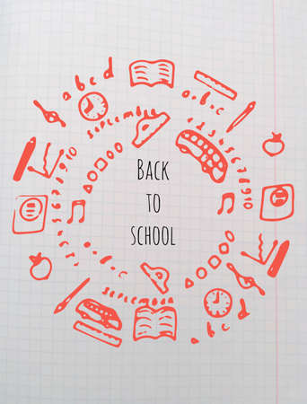 Back to school pattern in vector. School notebookのイラスト素材