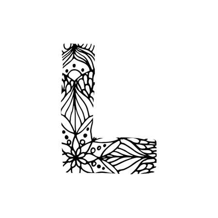 Hand drawn vector ABC letter. Flower designのイラスト素材