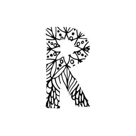 Hand drawn vector ABC letter. Flower designのイラスト素材