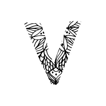 Hand drawn vector ABC letter. Flower designのイラスト素材