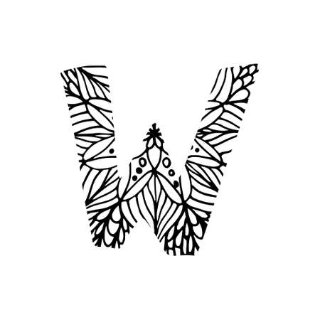 Hand drawn vector ABC letter. Flower designのイラスト素材