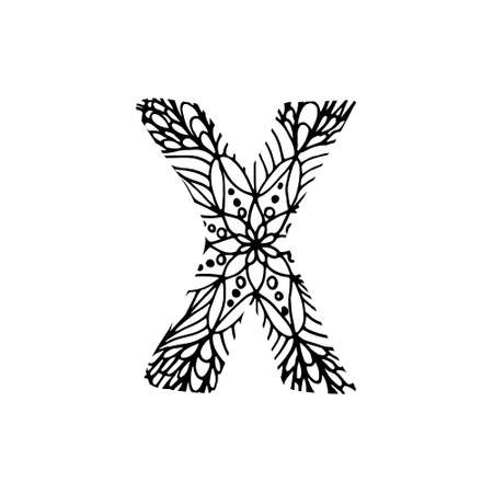 Hand drawn vector ABC letter. Flower designのイラスト素材