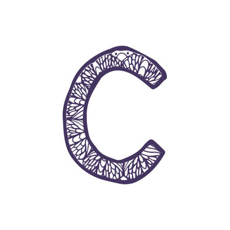 Hand drawn vector font. Letter Cのイラスト素材